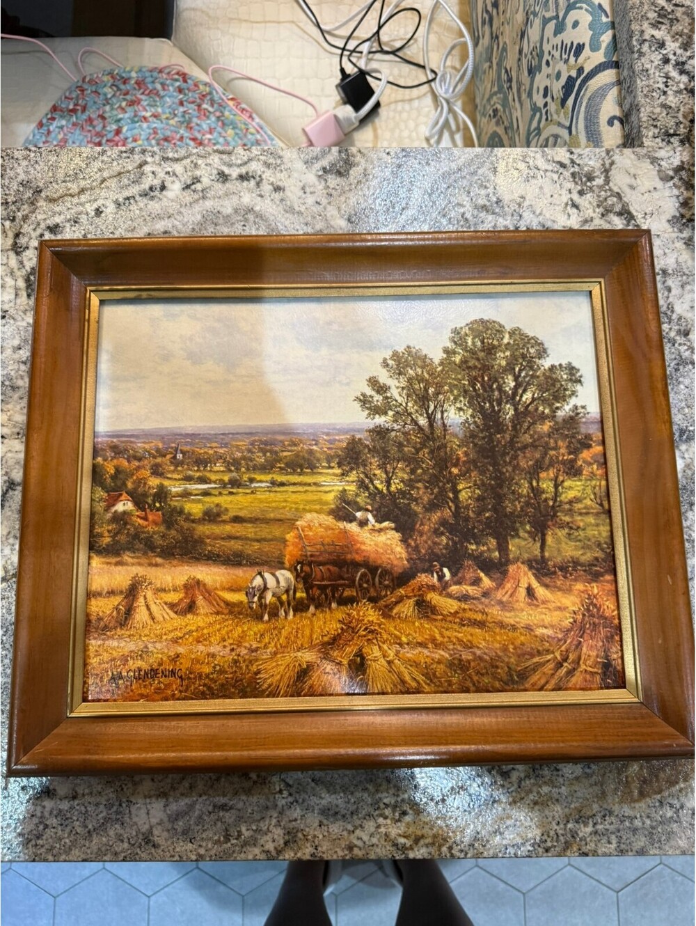 Framed Landscape Painting Signed by A.A. Glendening